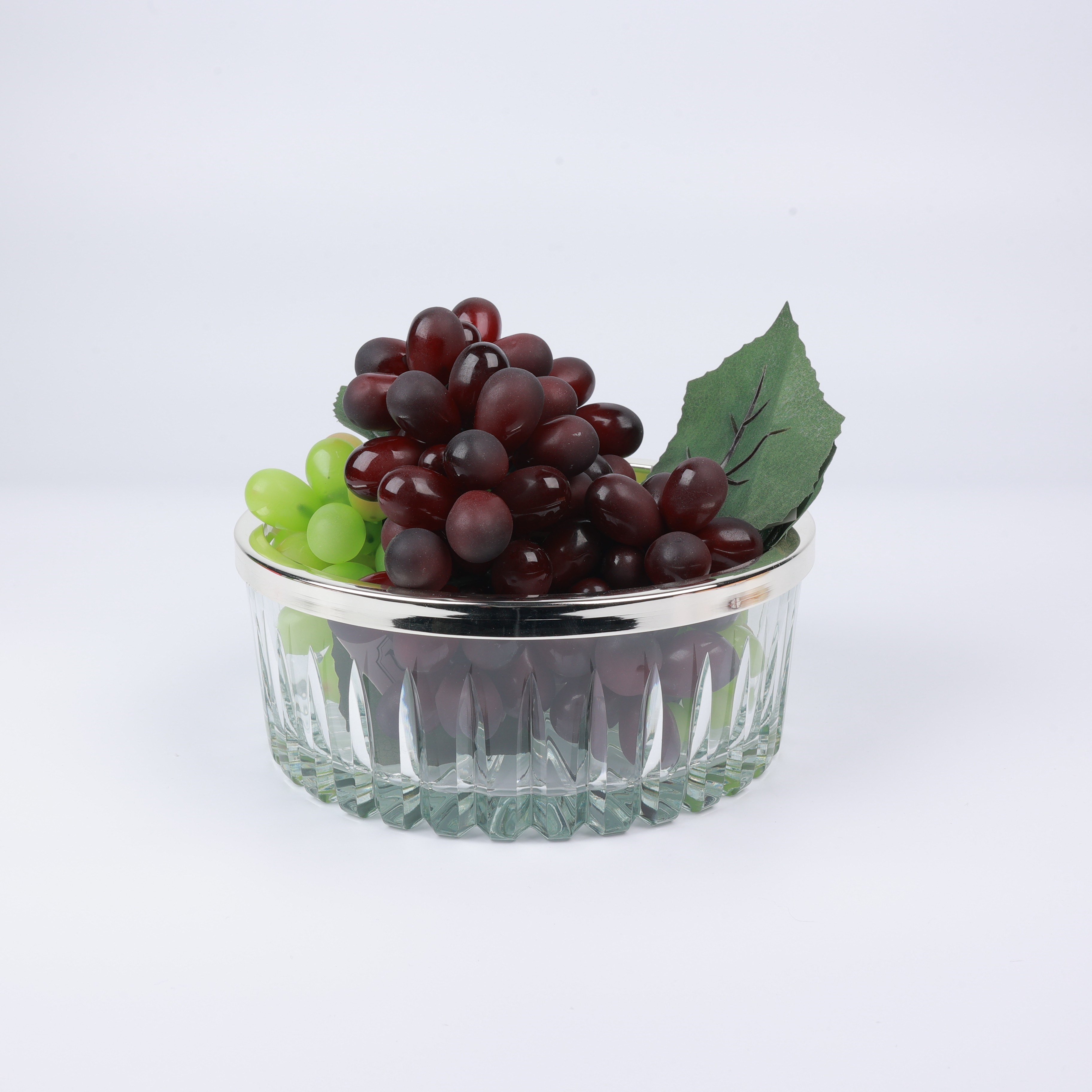 Select Gümüş Yayvan Kesme Cam Kase 19*8