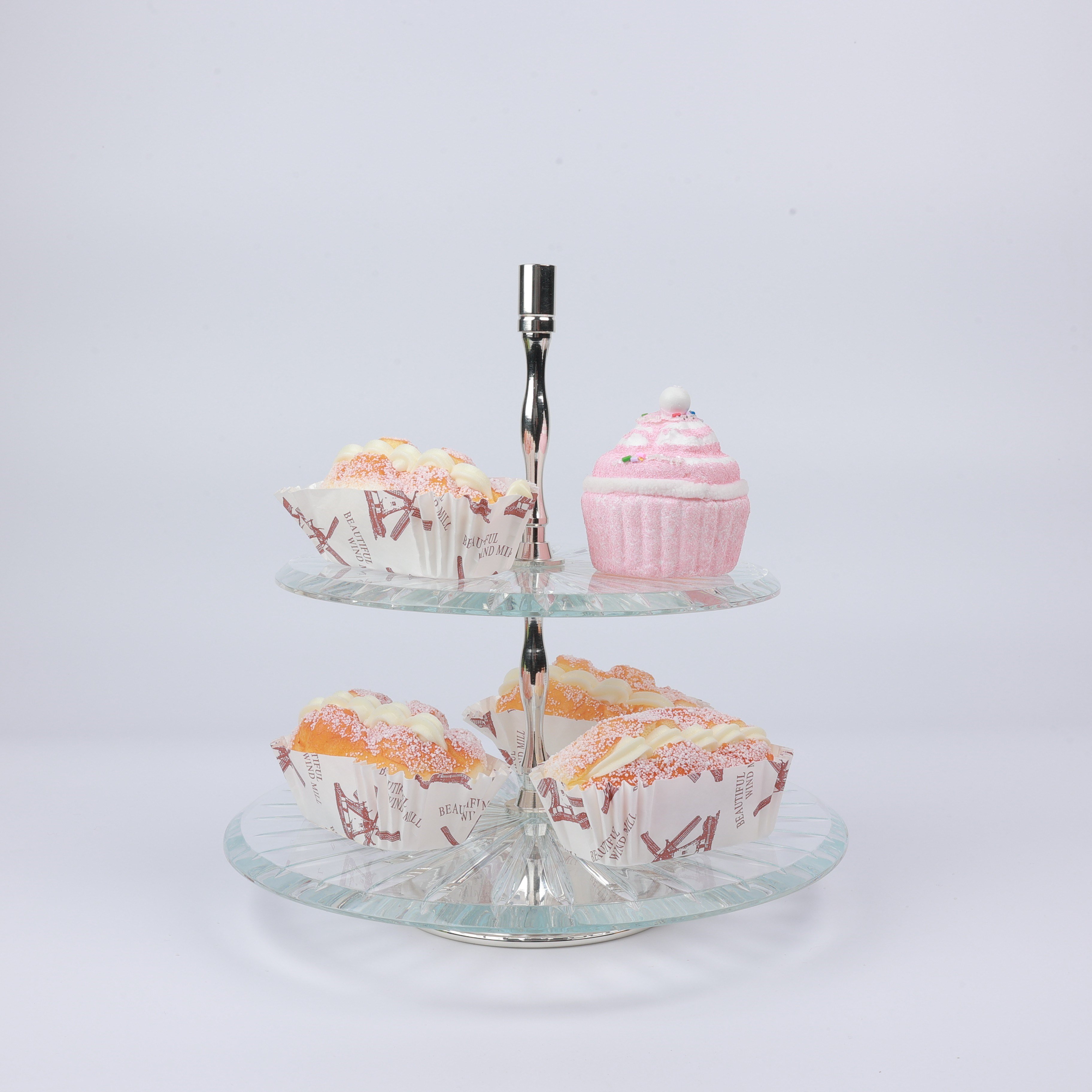 Select Gumus Yuv.2 Katlı Cam Pastalık 20 Cm 25 Cm
