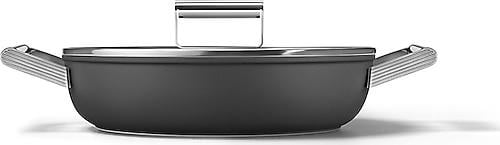 SMEG Cookware 50'S Style Kırmızı Pilav Tenceresi Cam Kapaklı 28 cm 4.5mm taban kalınlığı, 3,7LTlt