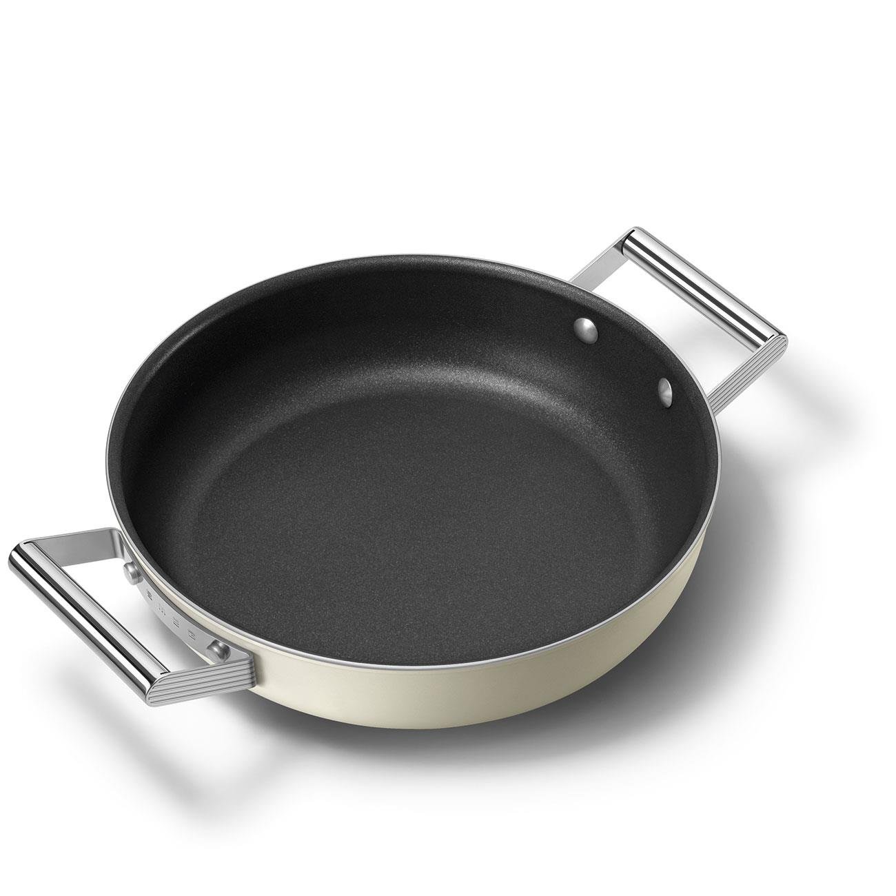 SMEG Cookware 50'S Style Krem Pilav Tenceresi Cam Kapaklı 28 cm 4.5mm taban kalınlığı, 3,7LTlt
