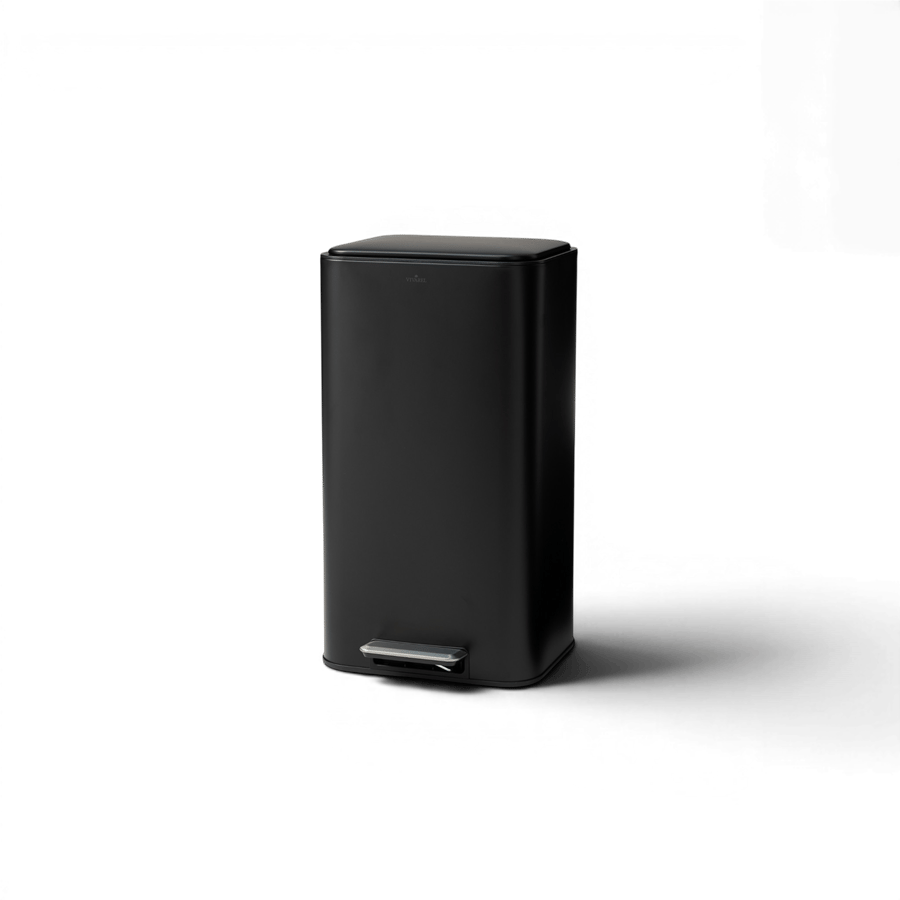 Vivarel Square Mat Siyah Pedallı Çöp Kovası 30 L
