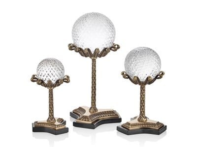 Ze Glass Balls On Stand Set Of 3prc