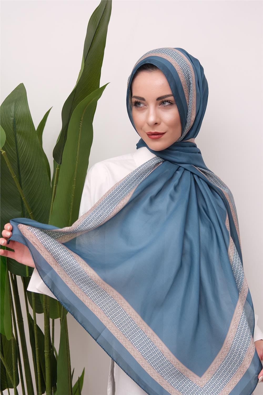 Border Touch Desenli Dijital Soft Şal