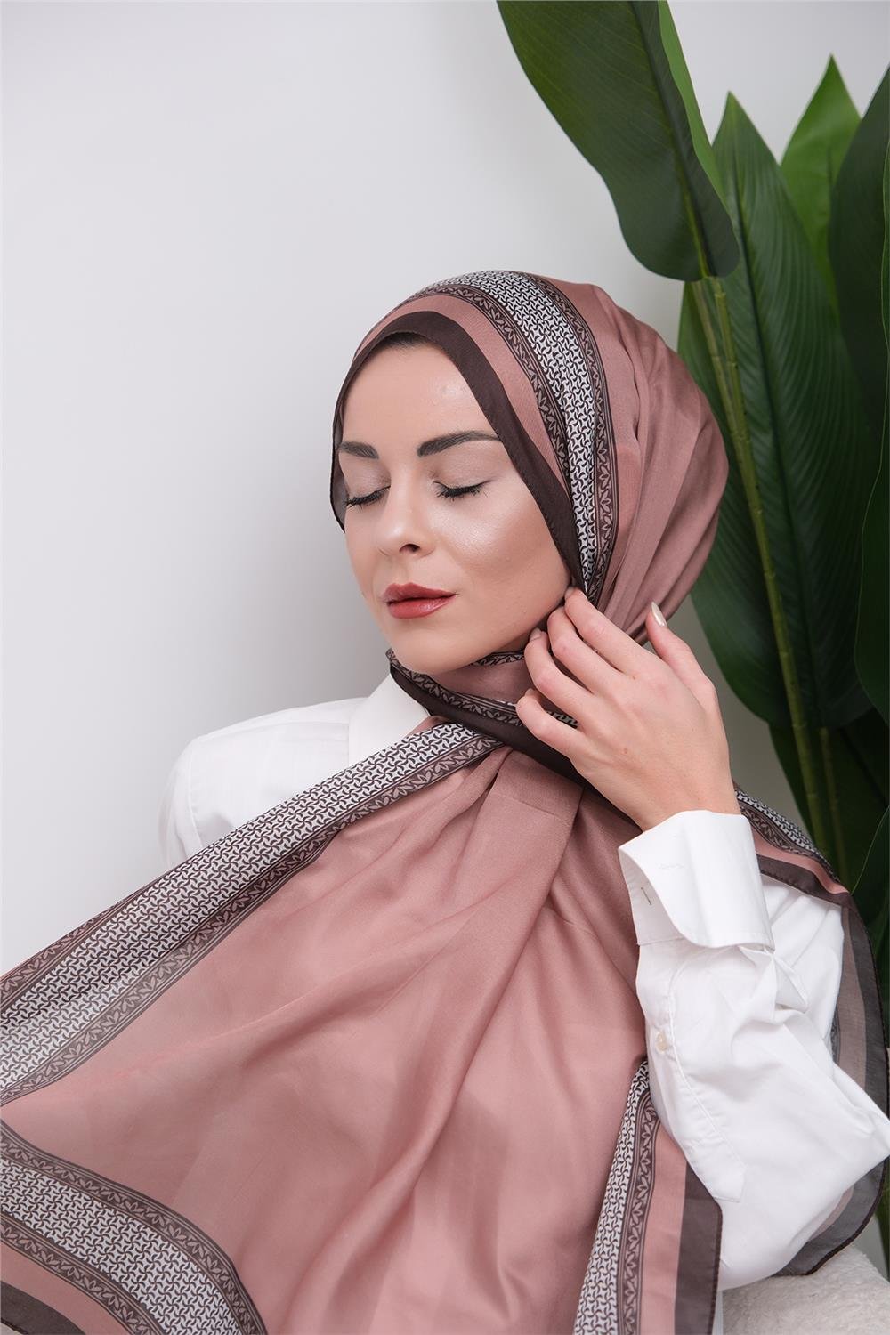 Border Touch Desenli Dijital Soft Şal
