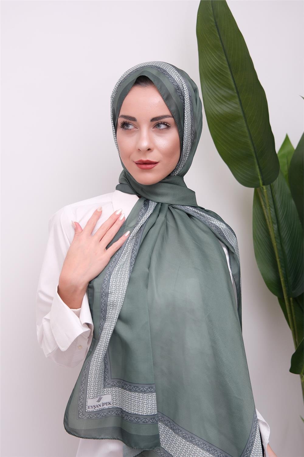 Border Touch Desenli Dijital Soft Şal