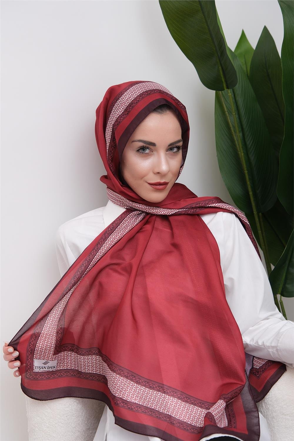 Border Touch Desenli Dijital Soft Şal