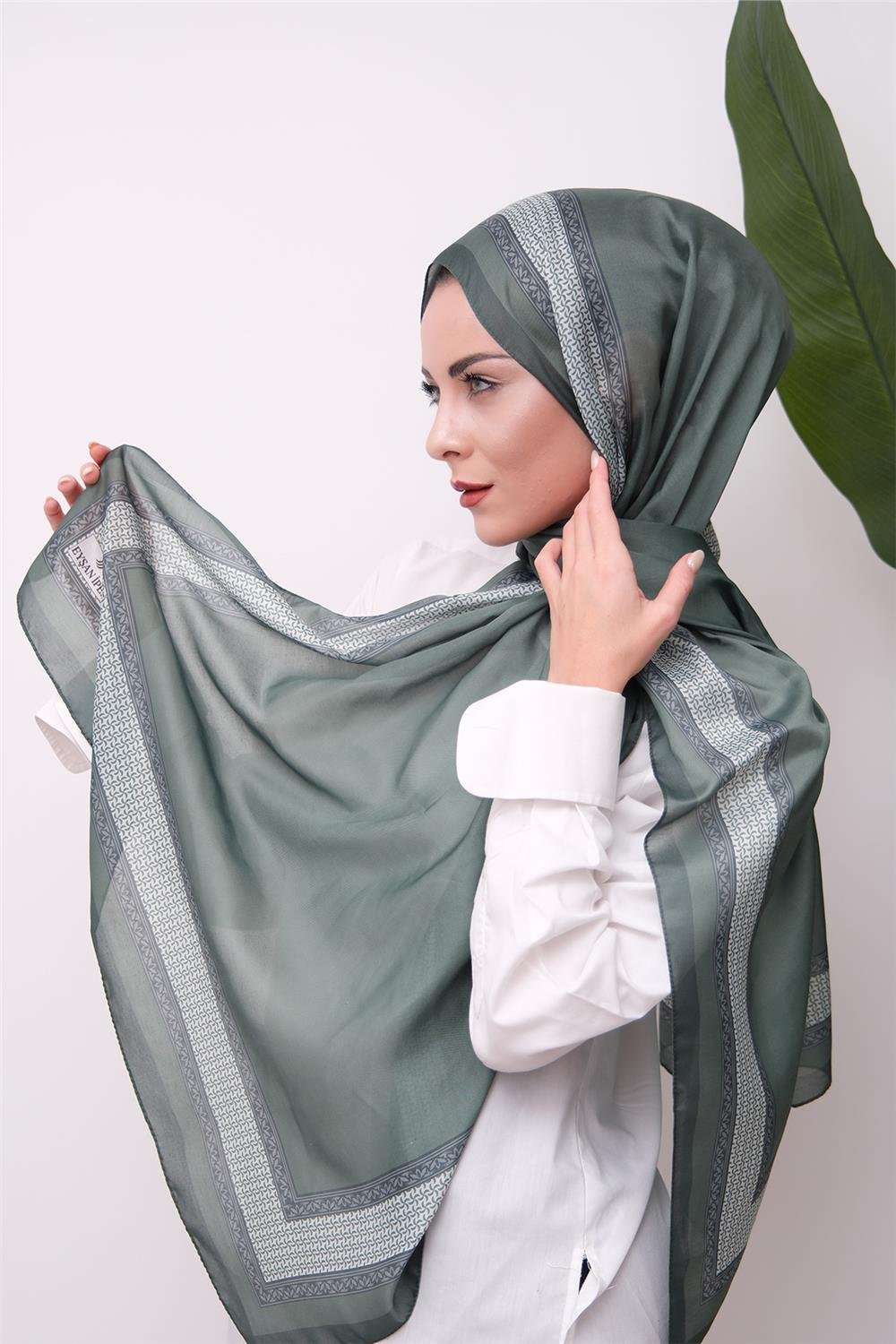 Border Touch Desenli Dijital Soft Şal