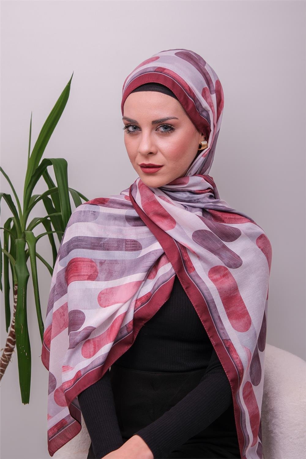 FlowGrid Desenli Dijital Soft Şal 