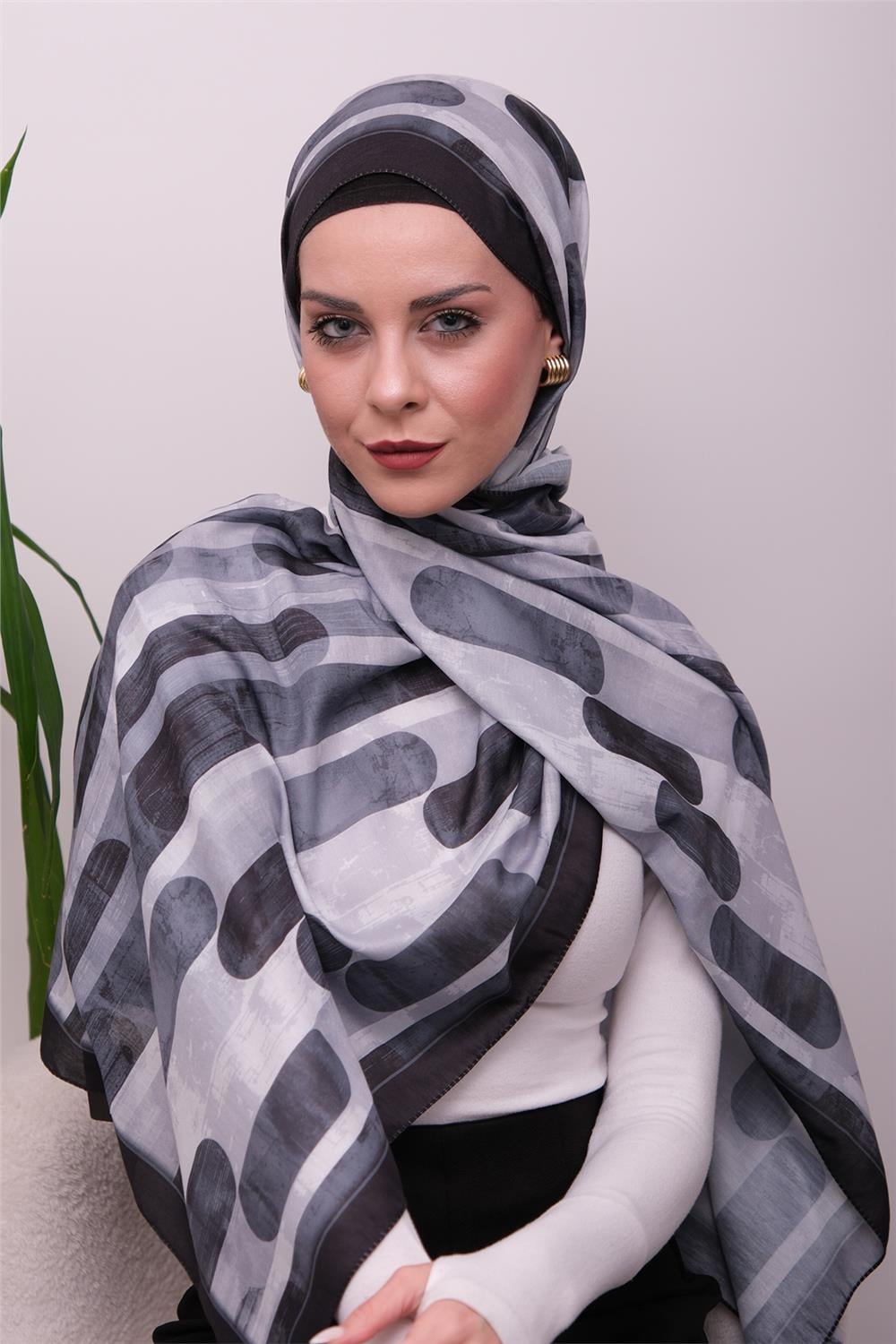 FlowGrid Desenli Dijital Soft Şal 