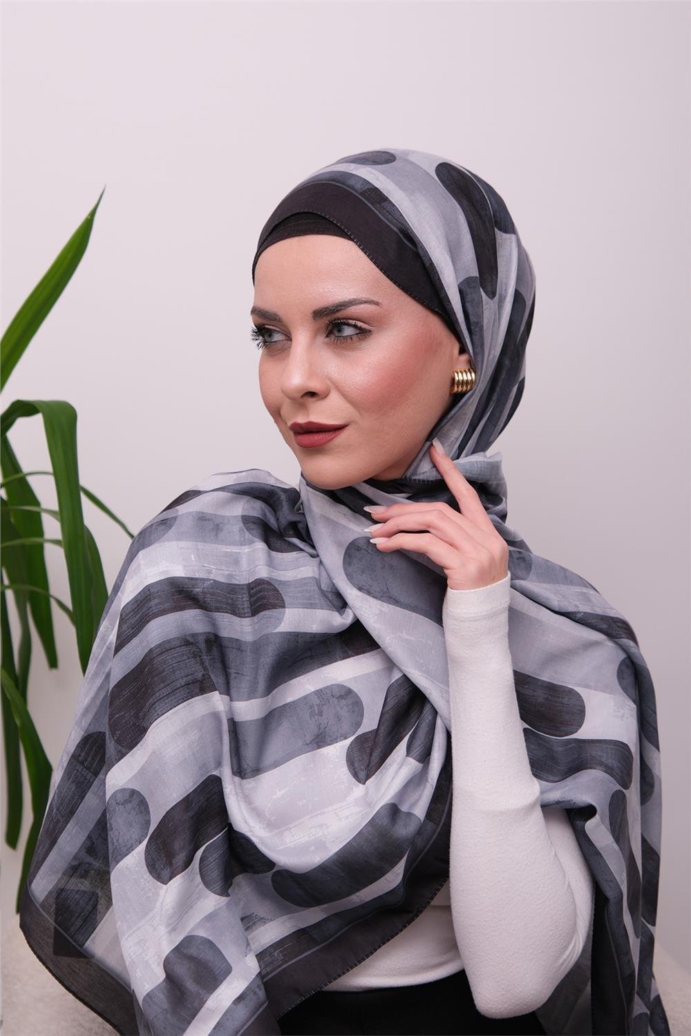 FlowGrid Desenli Dijital Soft Şal 