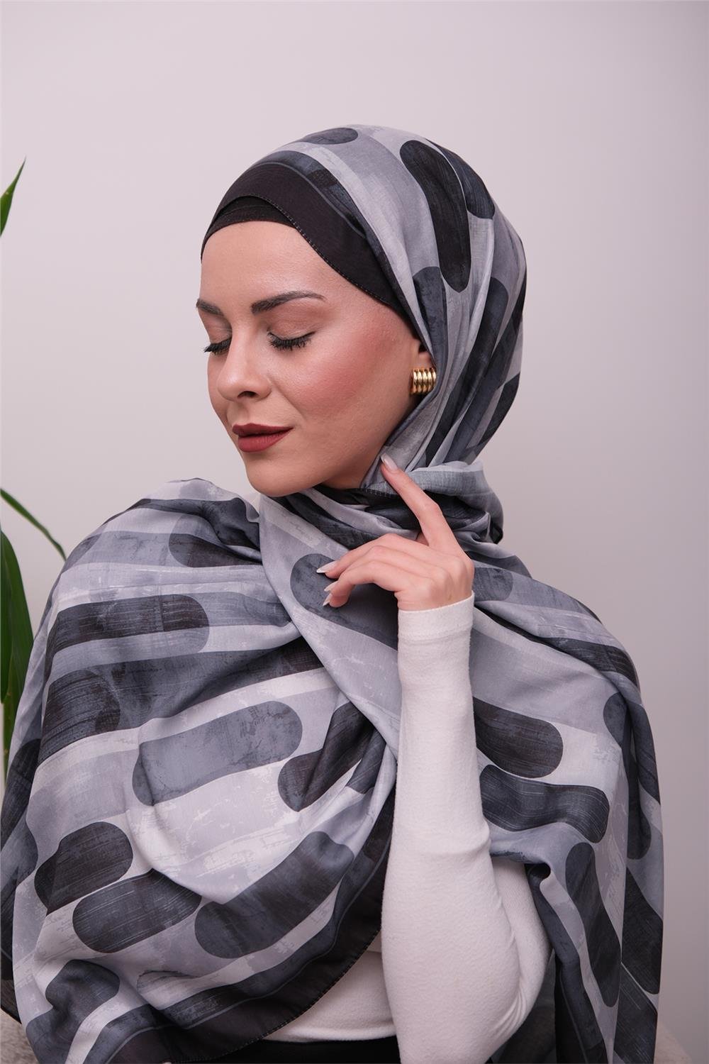 FlowGrid Desenli Dijital Soft Şal 