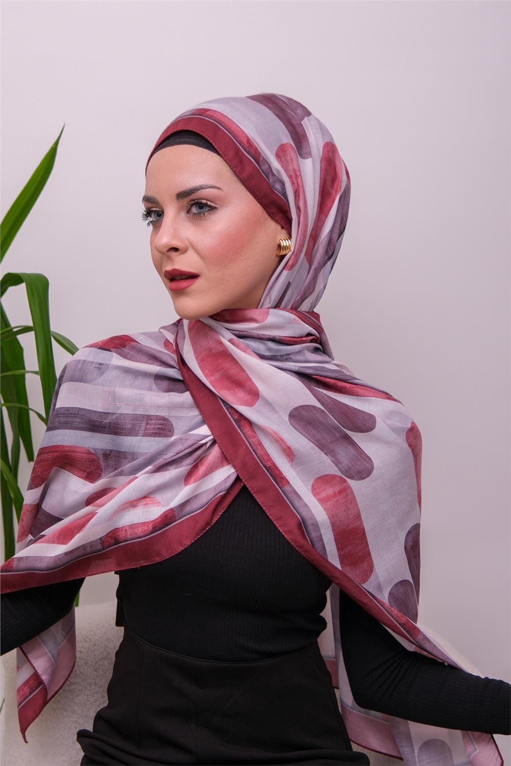 FlowGrid Desenli Dijital Soft Şal 