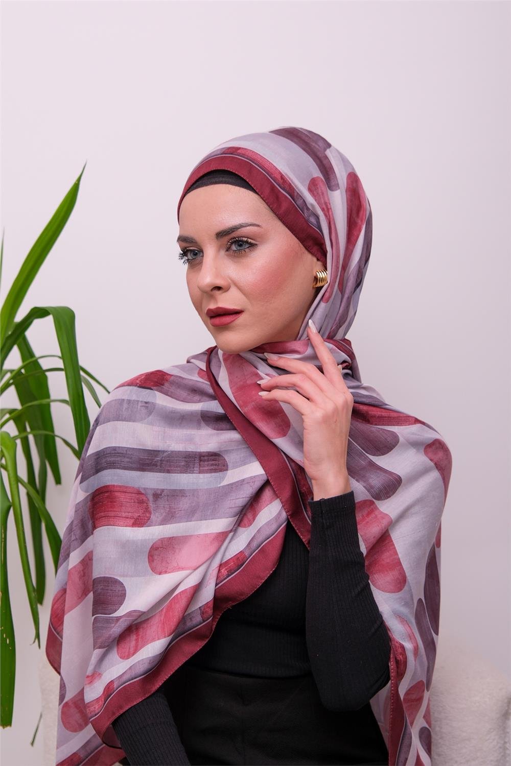 FlowGrid Desenli Dijital Soft Şal 