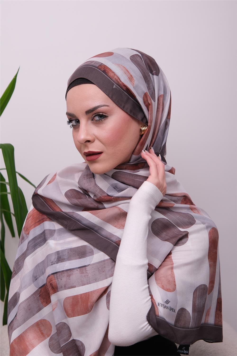FlowGrid Desenli Dijital Soft Şal 