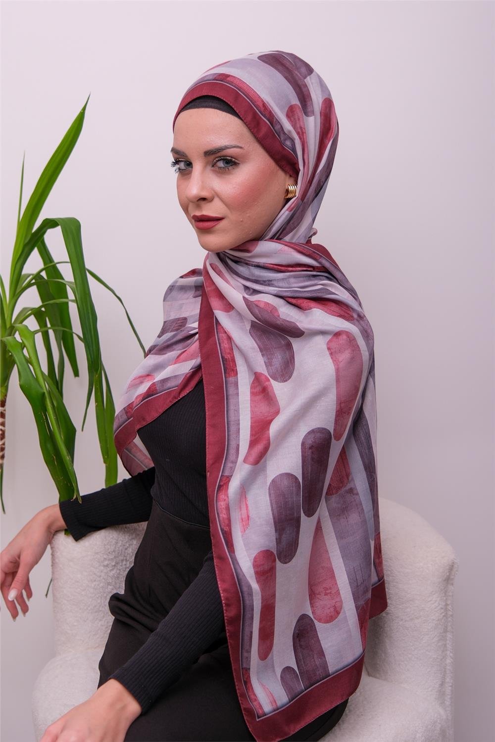 FlowGrid Desenli Dijital Soft Şal 