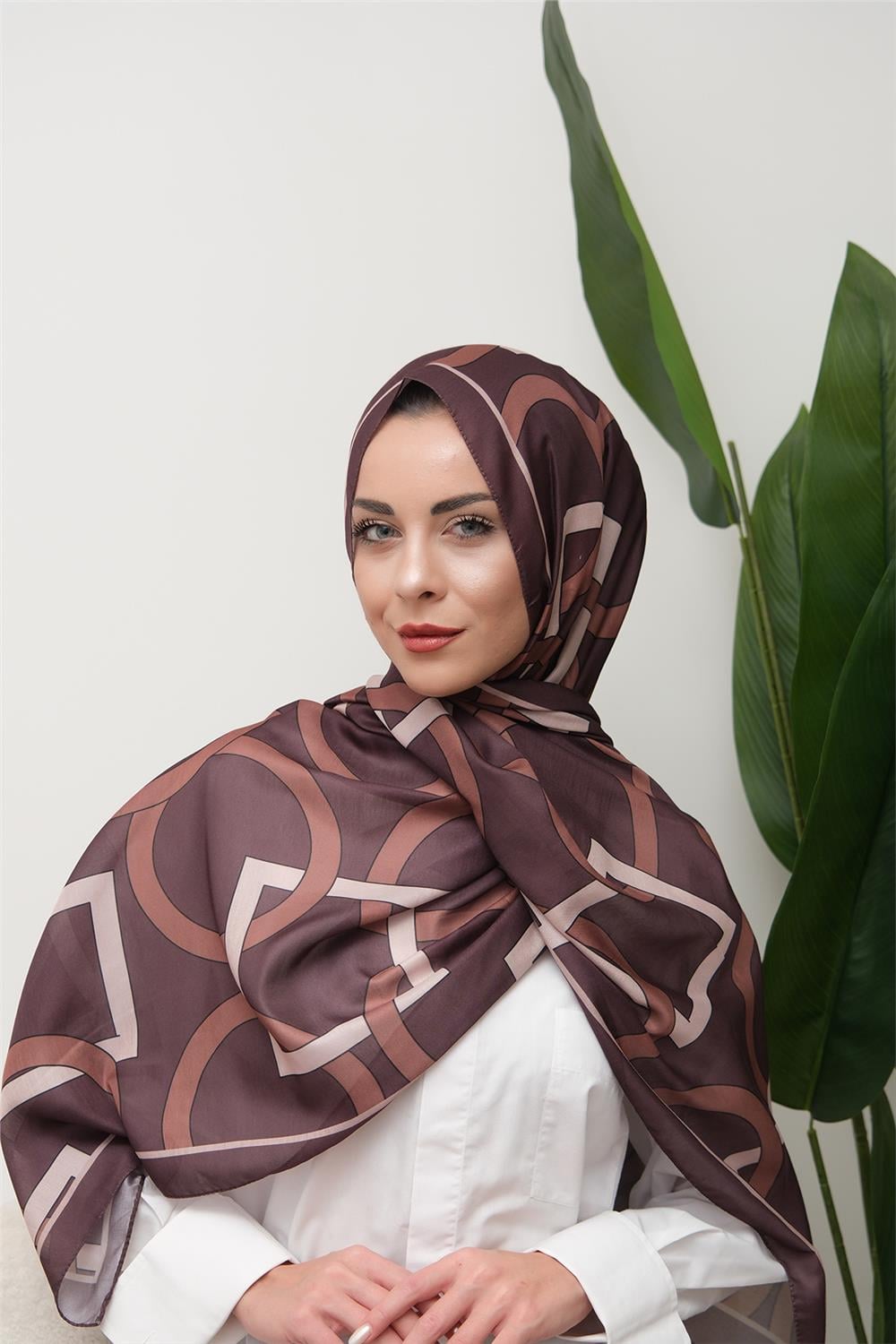 Geometrik Desenli Dijital Soft Şal