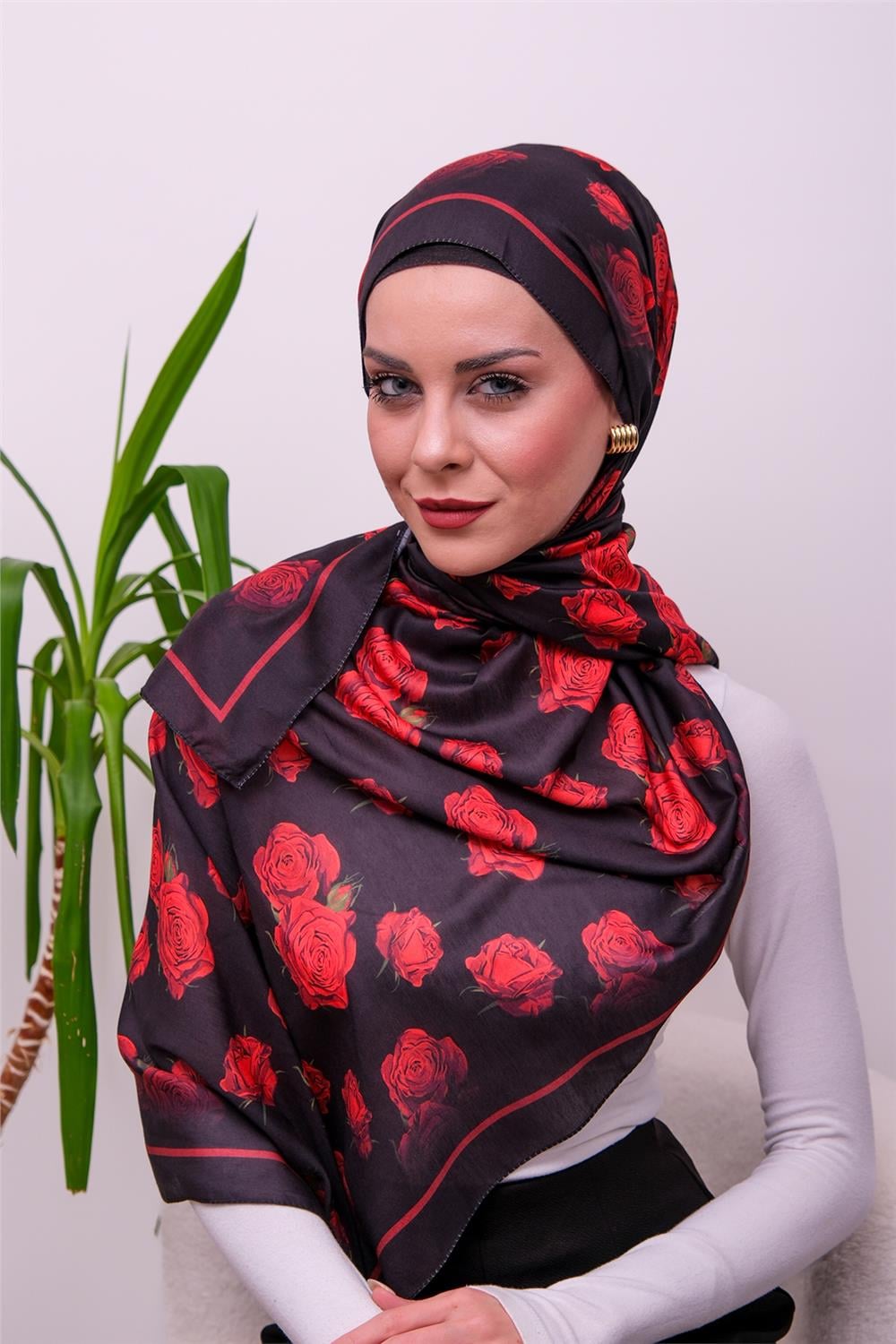 Gül Desenli Dijital Soft Şal 