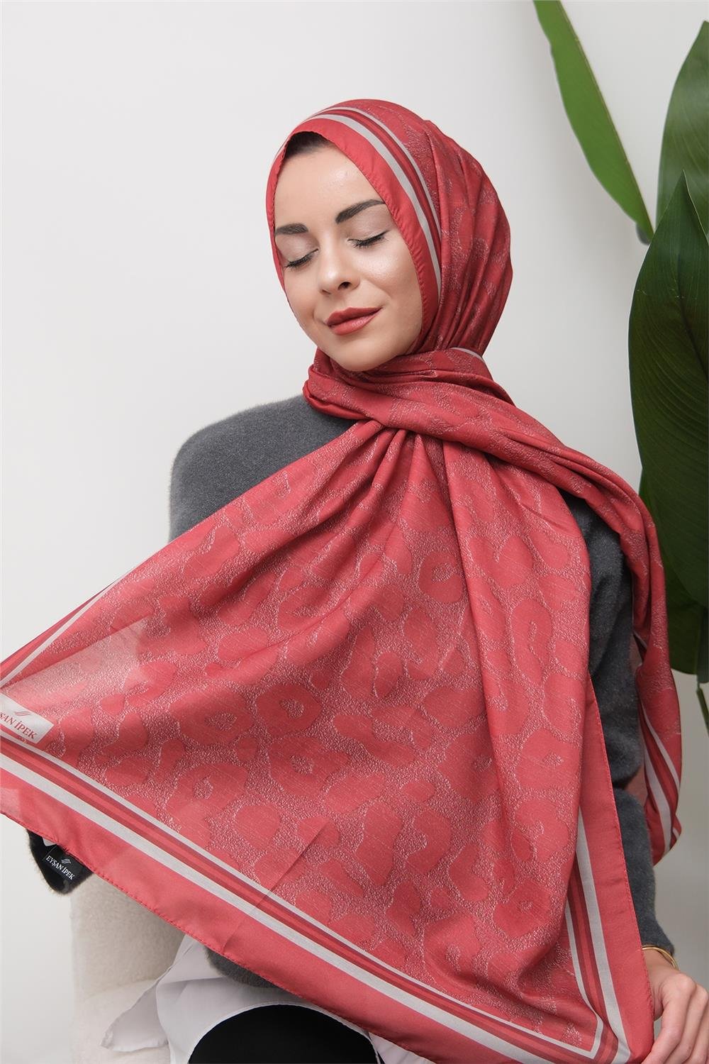 Leopar Desenli Dijital Soft Şal