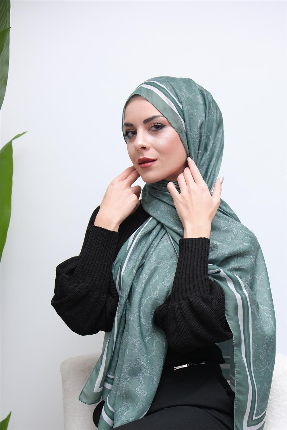 Leopar Desenli Dijital Soft Şal