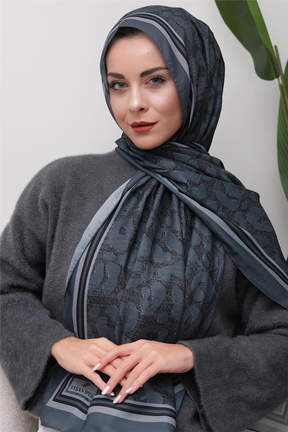 Leopar Desenli Dijital Soft Şal
