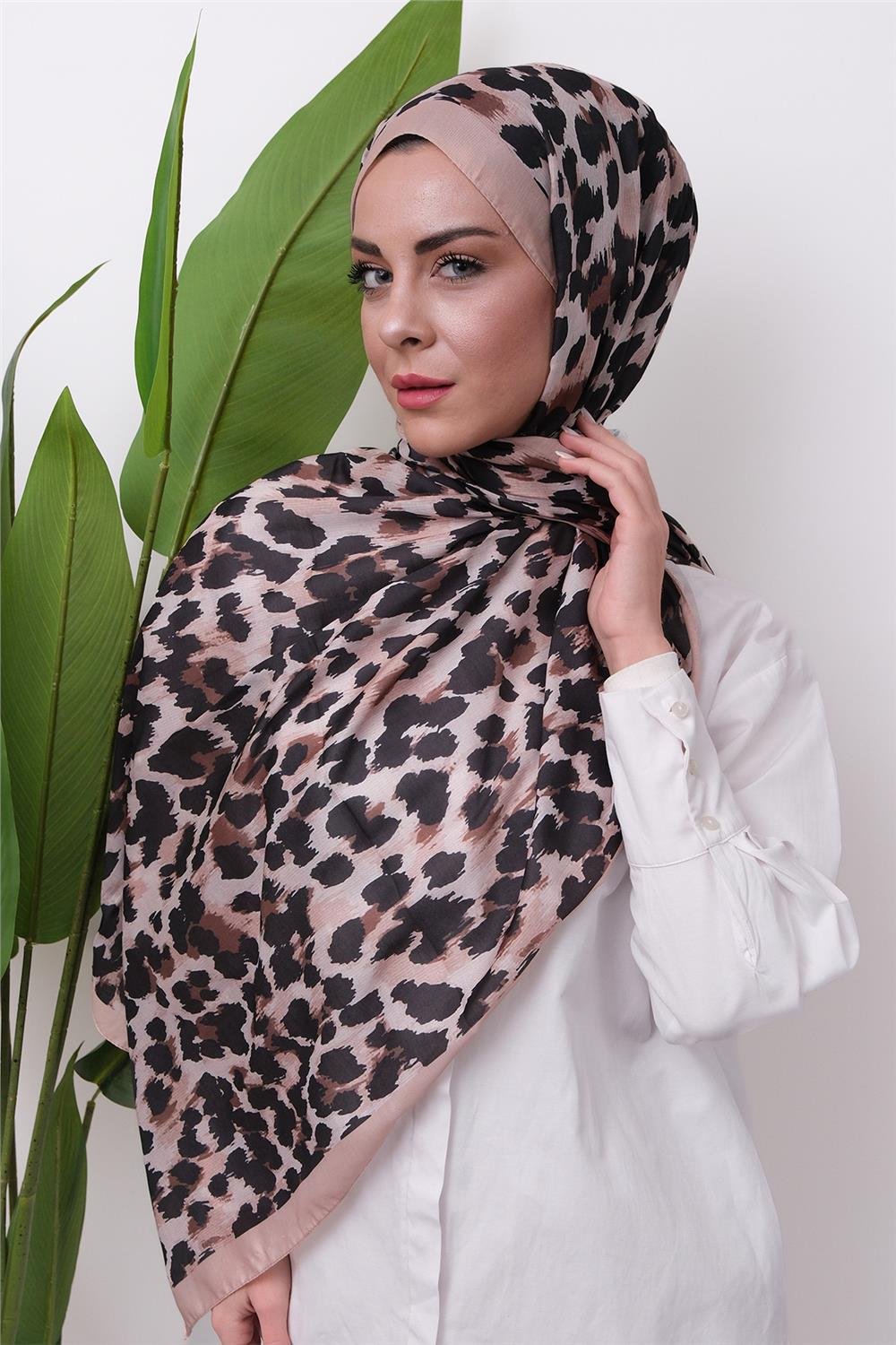 Luna Leopar Desenli Dijital Soft Şal