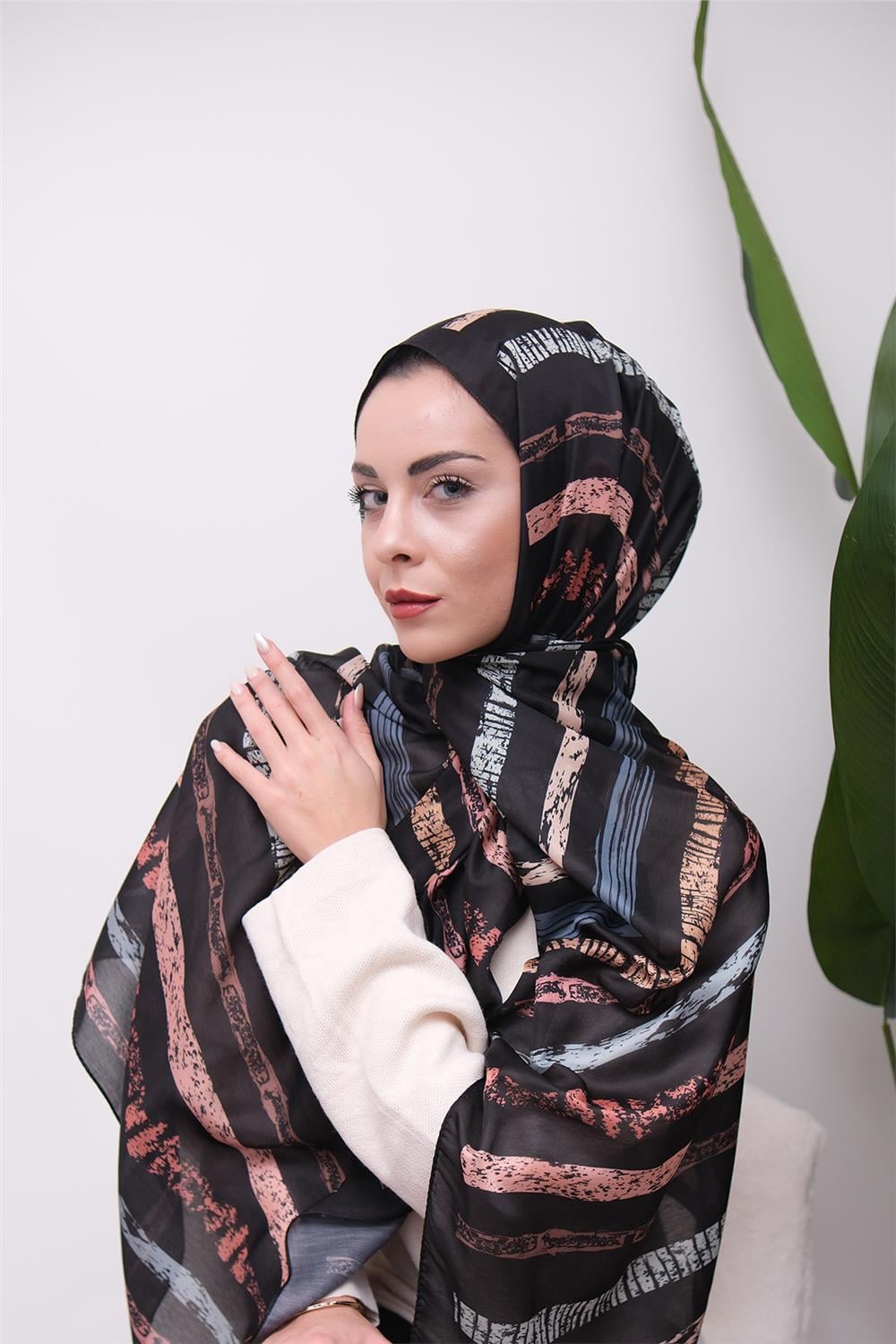 Minimal Line Pattern Desenli Soft Şal