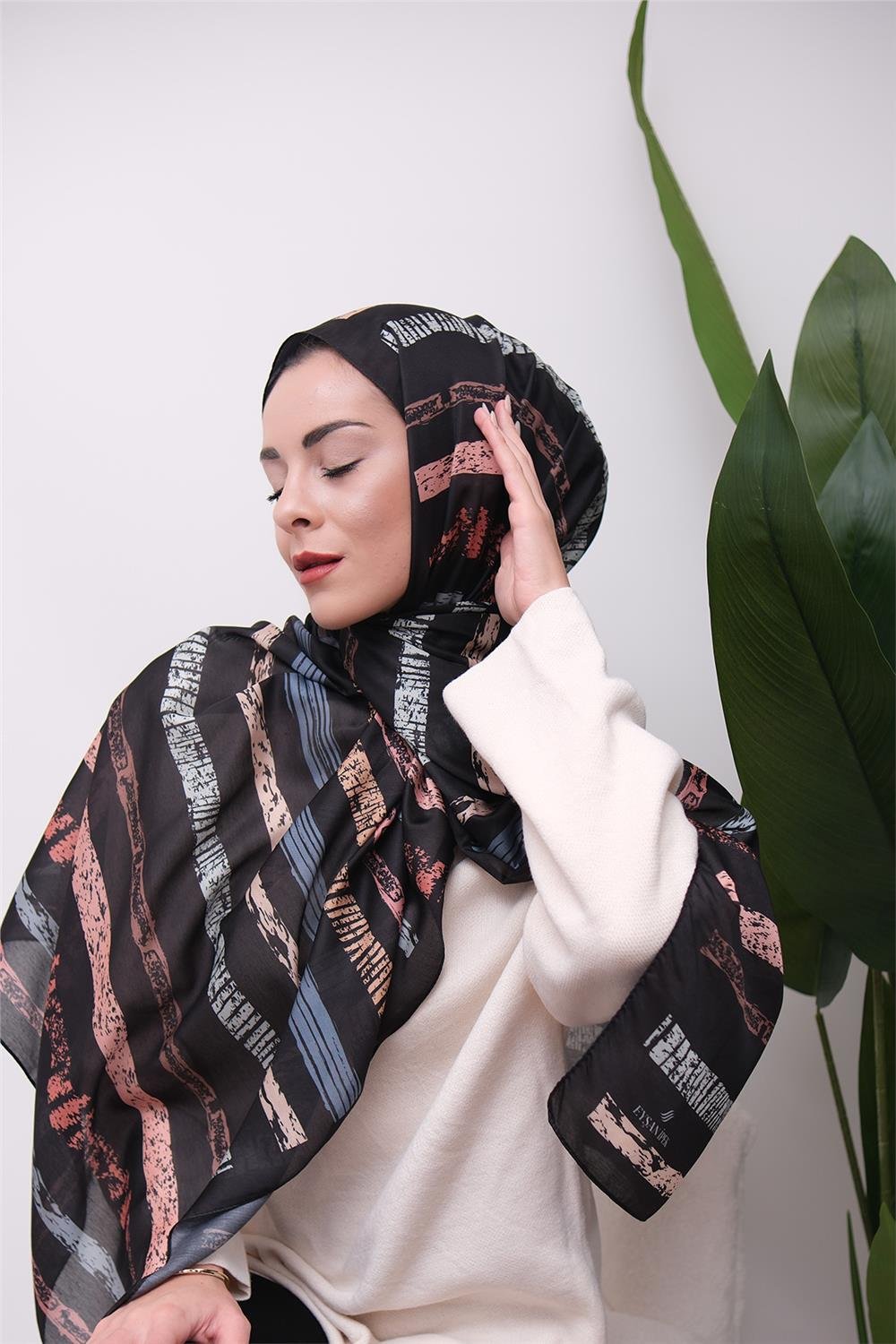 Minimal Line Pattern Desenli Soft Şal