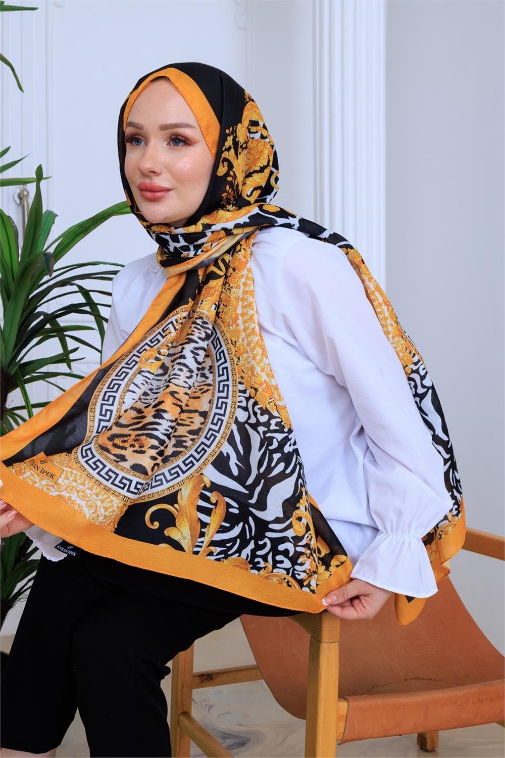 Modern Leopar Desenli Dijital Soft Şal