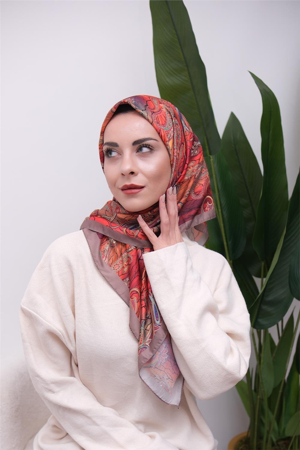 Renkli Karma Desen Dijital Soft Eşarp
