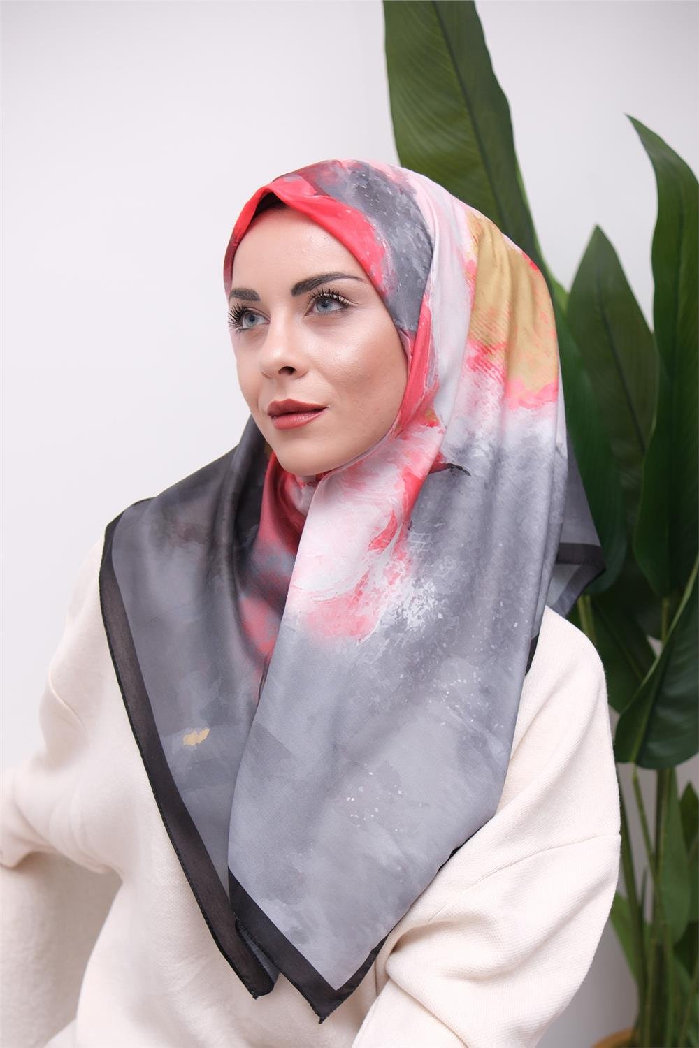 Renkli Karma Desen Dijital Soft Eşarp