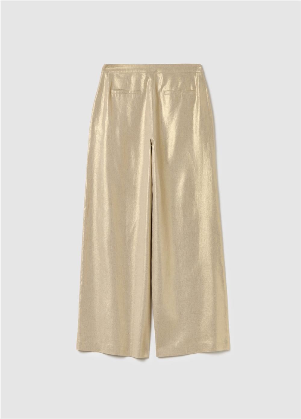 Altın Geniş Paça Pantolon