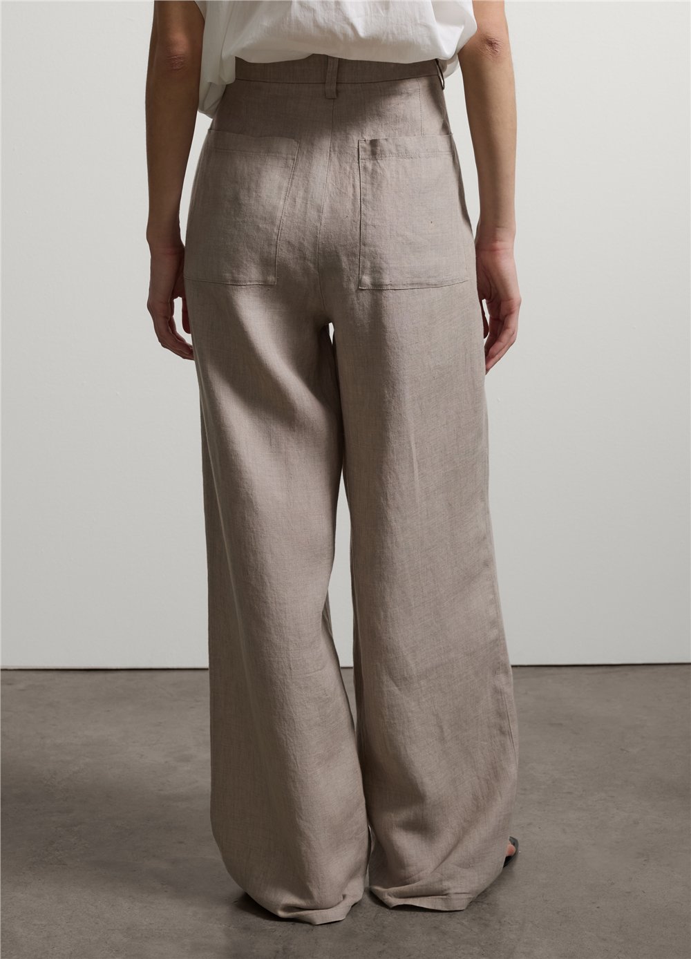 Bej Keten Regular Fit Pantolon