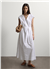 Beyaz Oversize V Yaka Midi Elbise