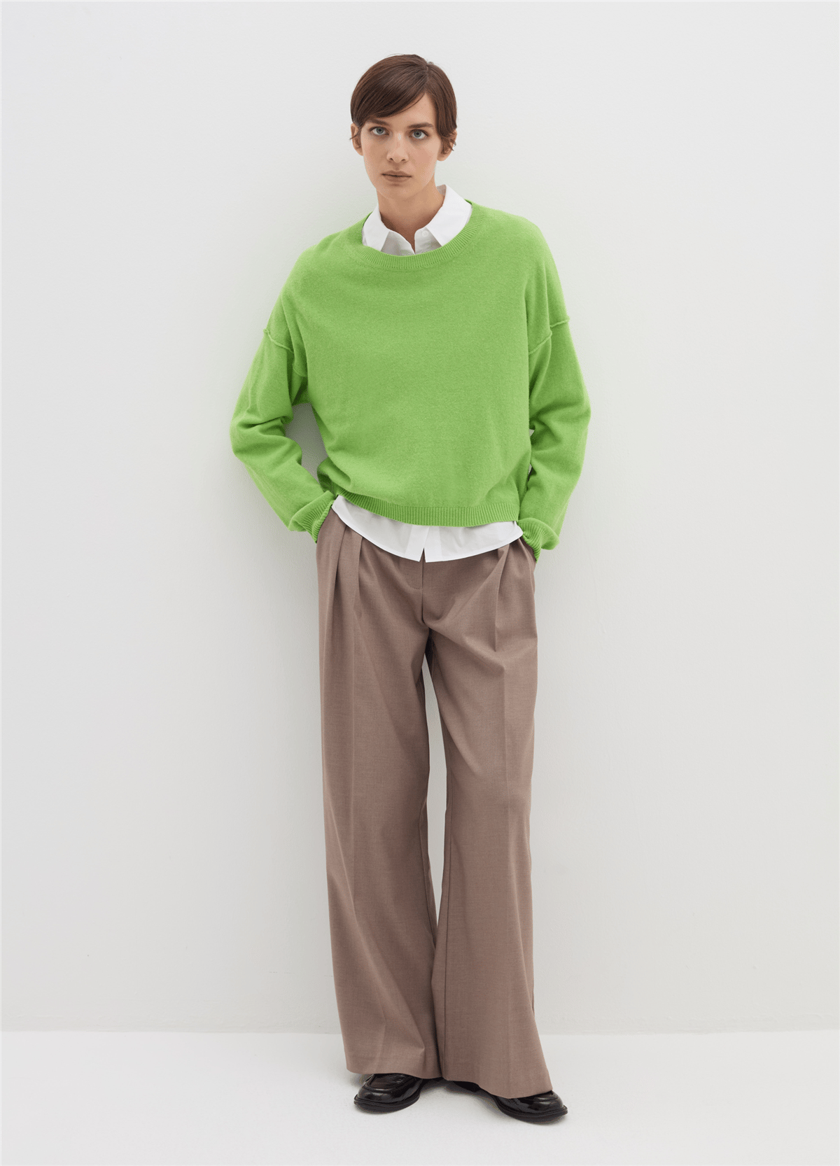 Bisiklet Yaka Oversize Yeşil Kazak