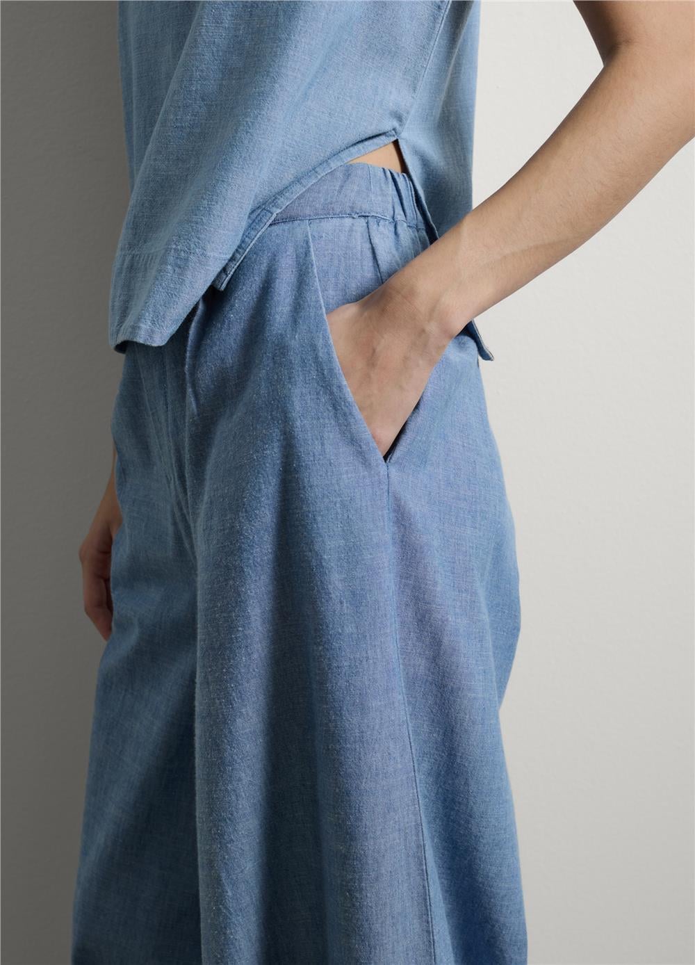 Bol Paça Açık Mavi Pamuk Denim Pantolon