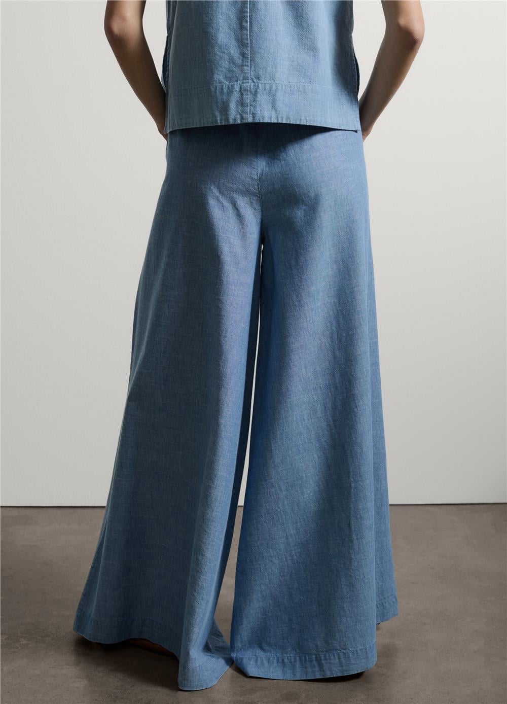 Bol Paça Açık Mavi Pamuk Denim Pantolon