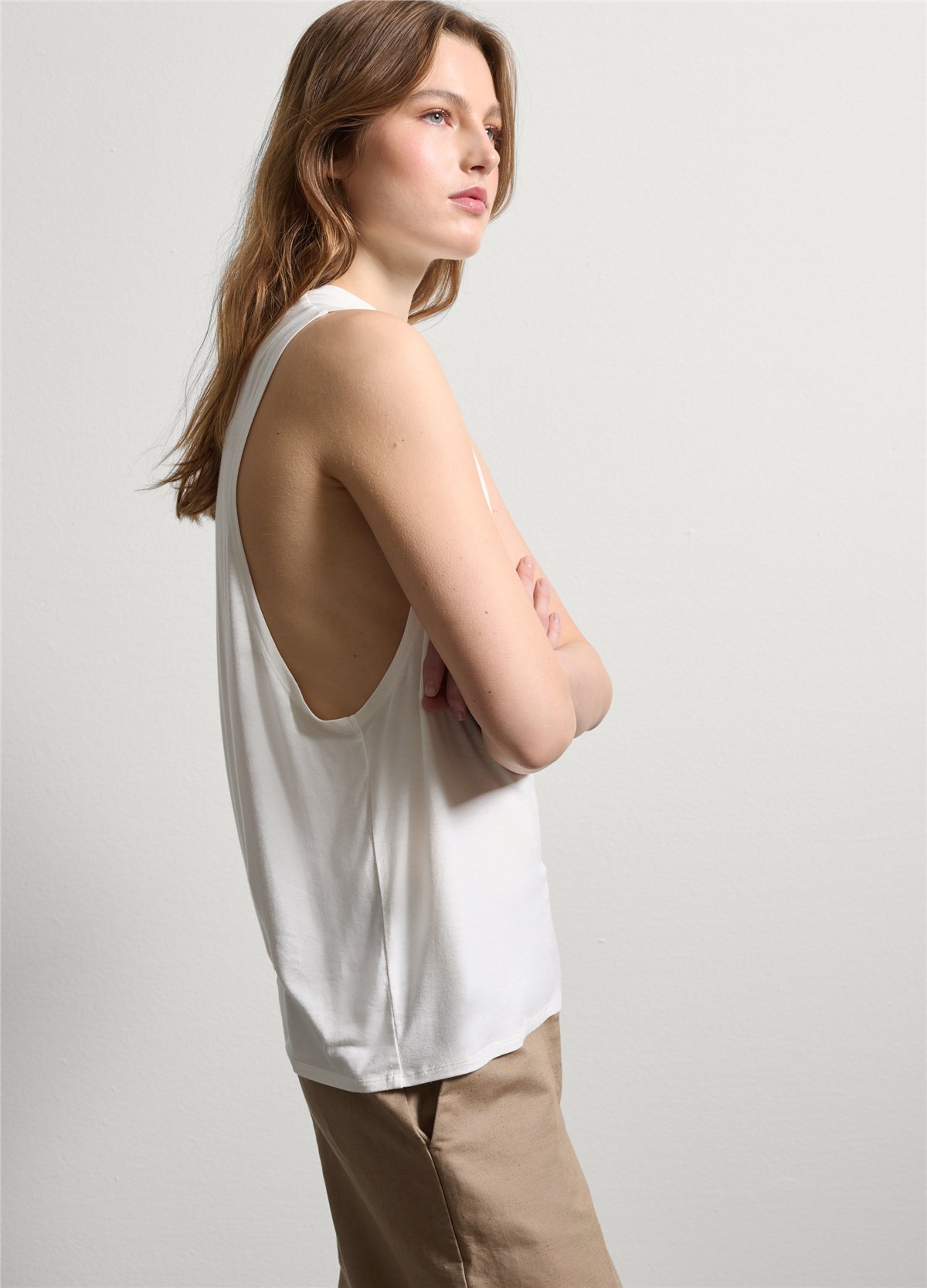 Boxy Fit Beyaz Atlet