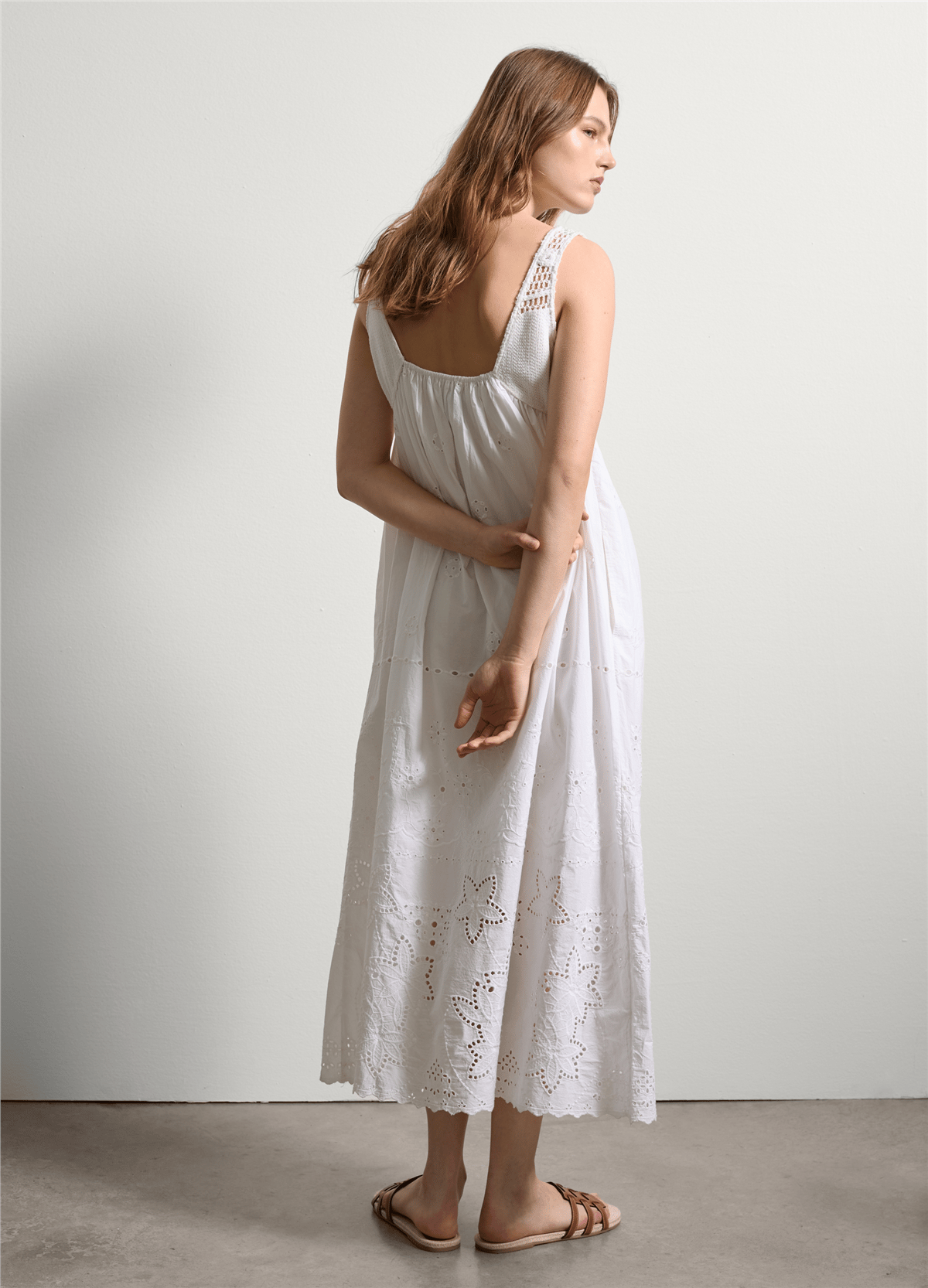 Broderie Anglaise Kombin Slip Beyaz Elbise