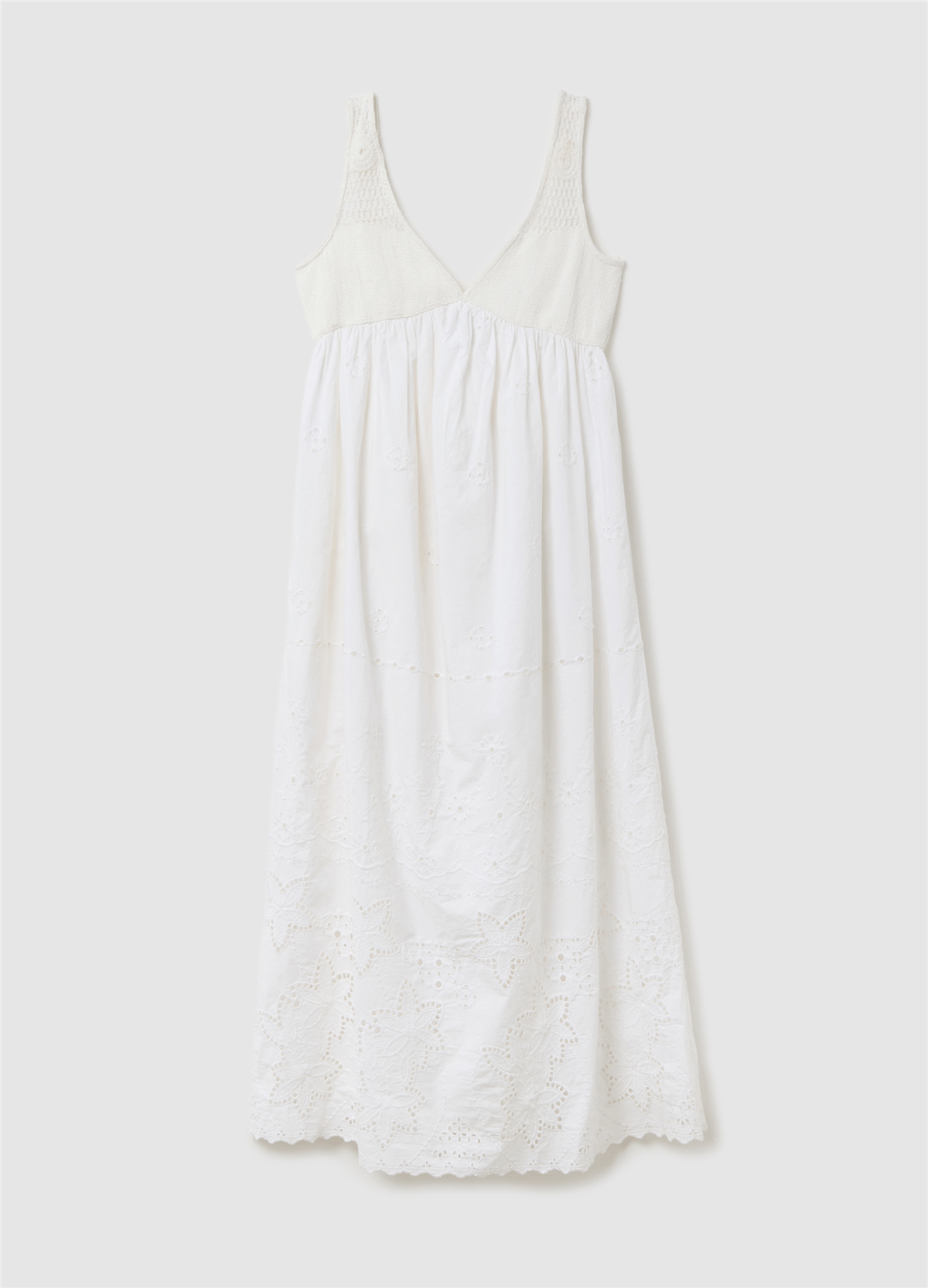 Broderie Anglaise Kombin Slip Beyaz Elbise