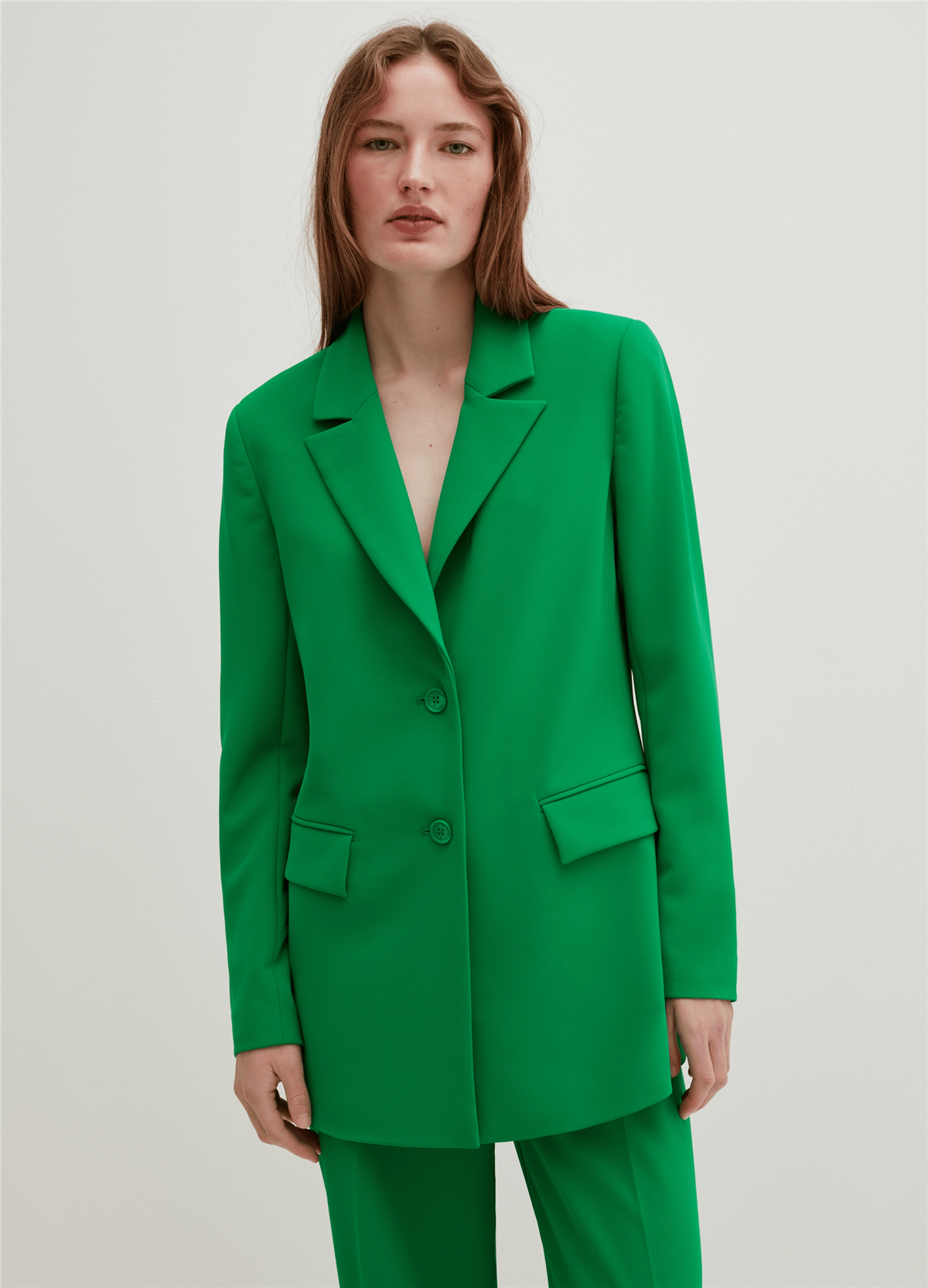 Canlı Renkli Tek Sıra Düğmeli Yeşil Blazer Ceket