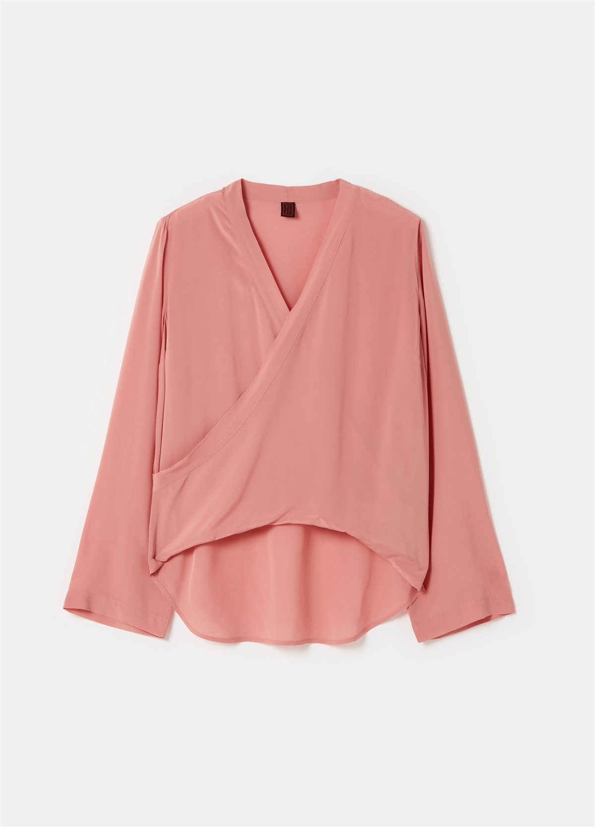 Çapraz Yakalı Crêpe De Chine Pembe Bluz