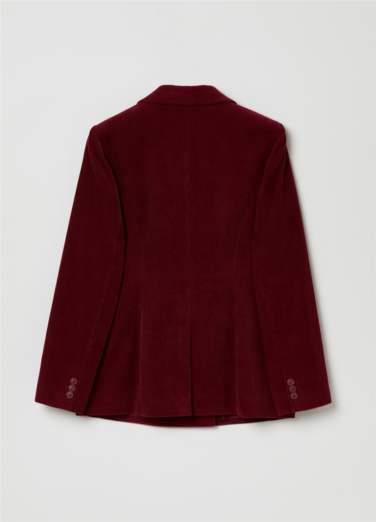 Çift Sıra Düğmeli Fitilli Kadife Bordo Blazer Ceket