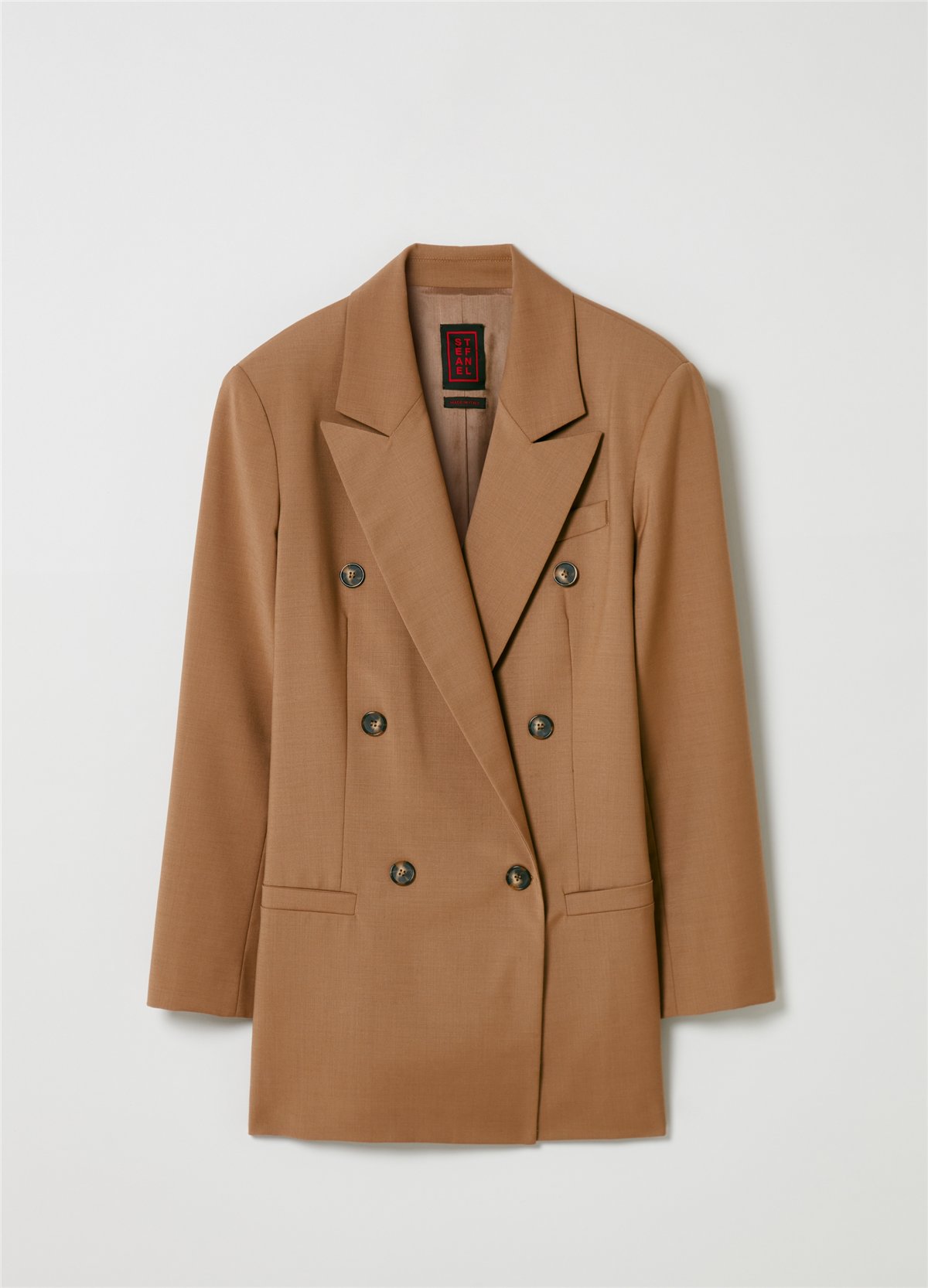 Çizgili Düğmeli Kahverengi Kruvaze Blazer