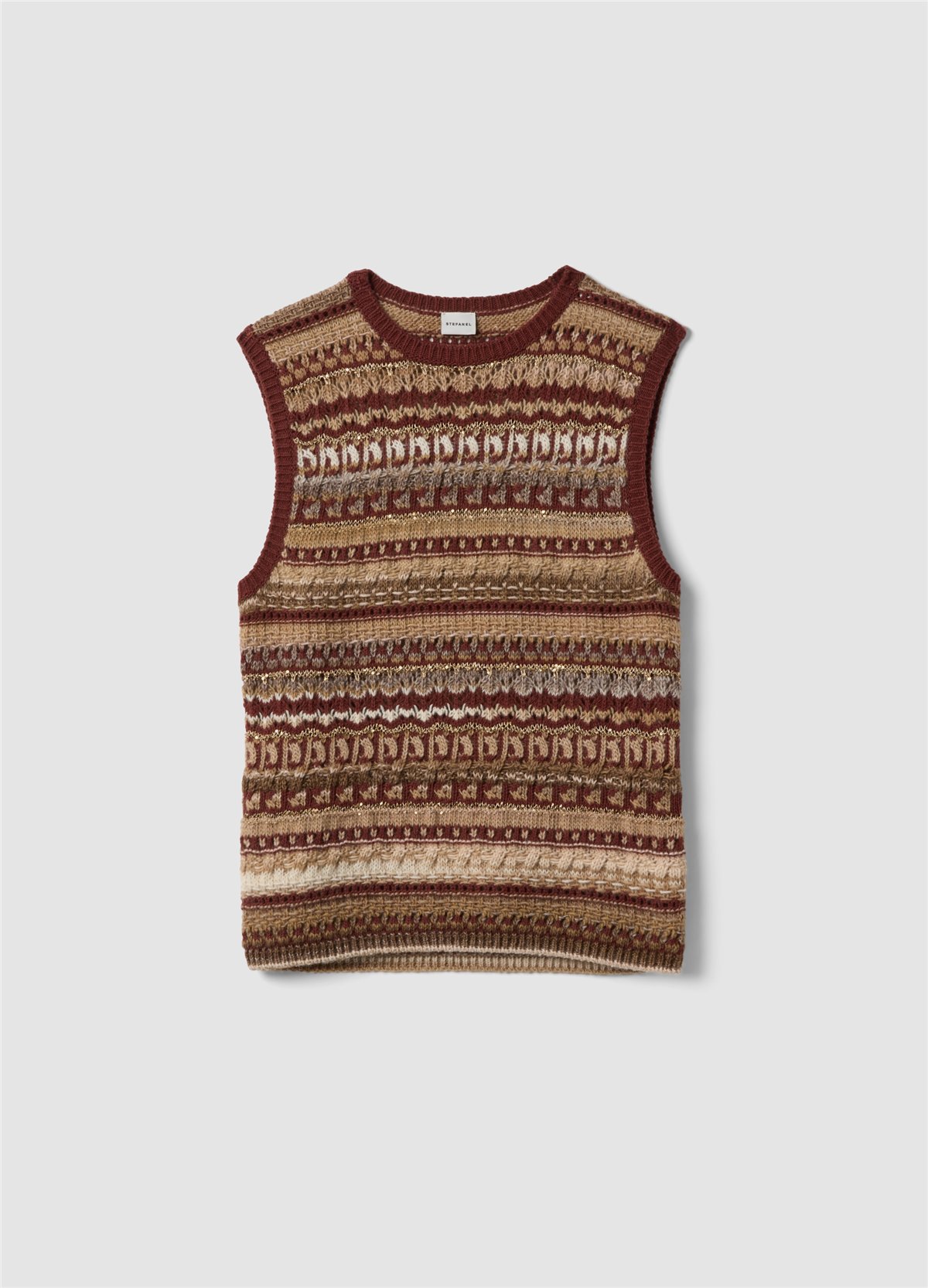 Çok Renkli Jacquard Yün Ve Viskon Karışımlı Regular Fit Üst