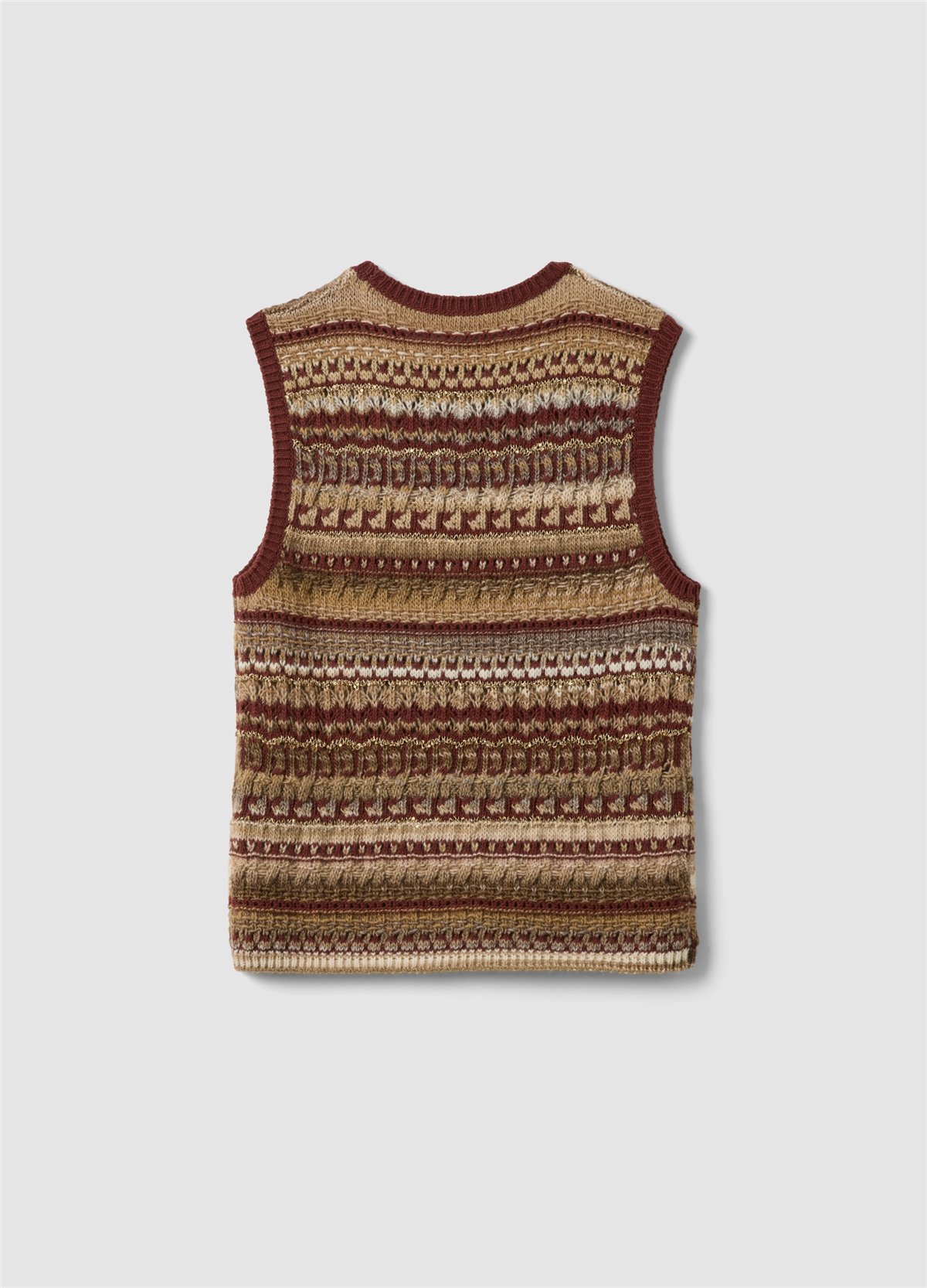 Çok Renkli Jacquard Yün Ve Viskon Karışımlı Regular Fit Üst