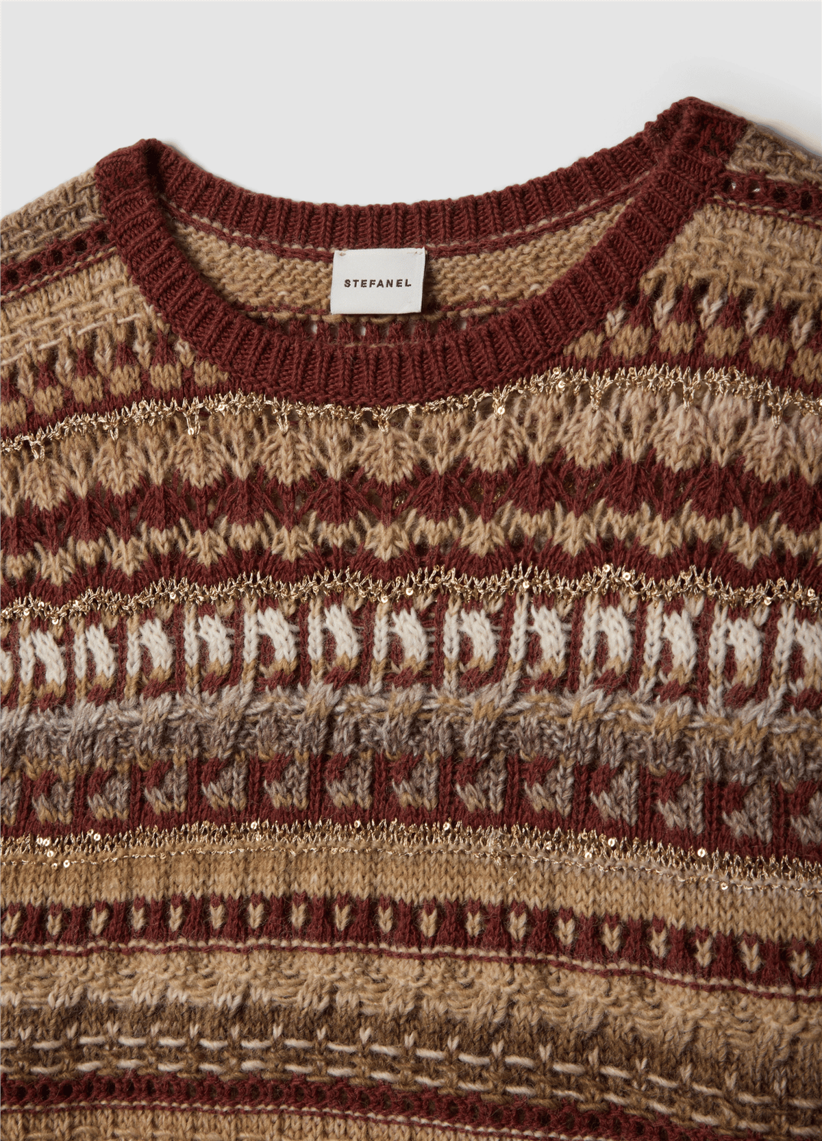 Çok Renkli Jacquard Yün Ve Viskon Karışımlı Regular Fit Üst