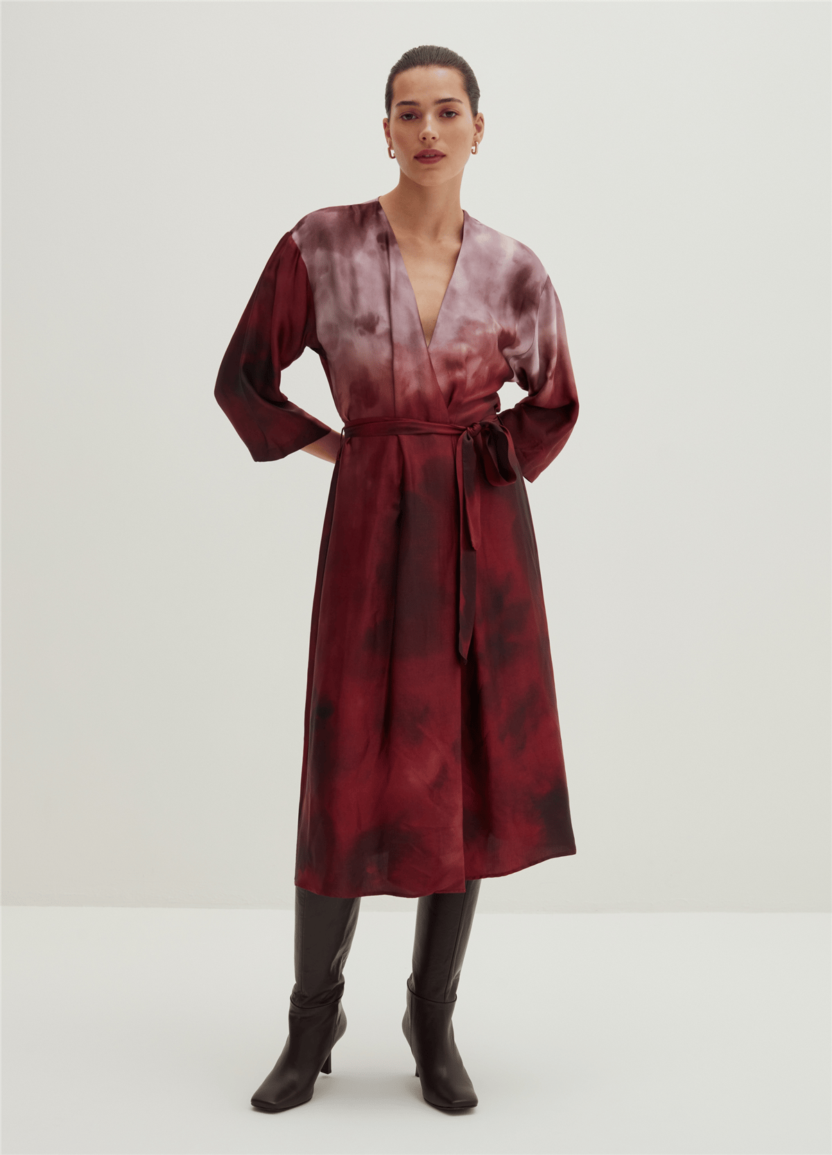 Degrade Desenli Kimono Elbise