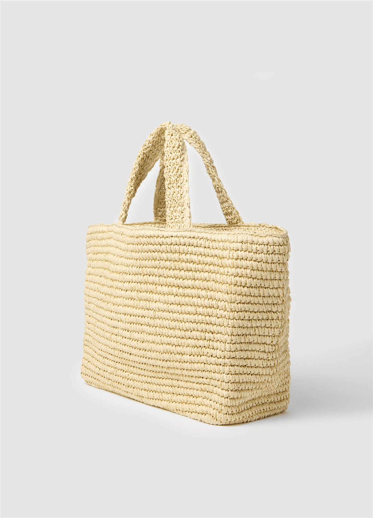 Dokuma Raffia Bej Alışveriş Çantası