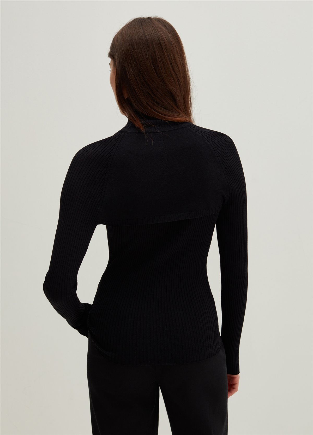 Düz Fitilli Şal Yaka Siyah Bolero
