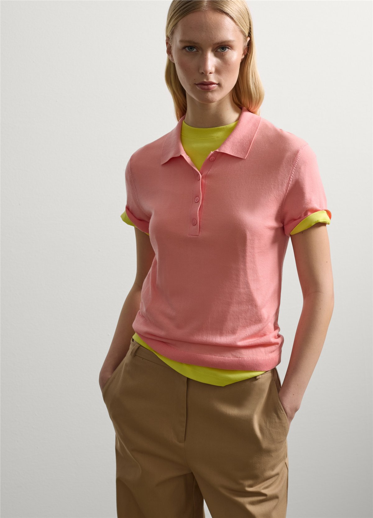 Düz Polo Pembe Tişört